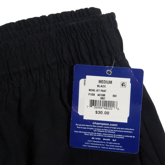 Champion Mens Lightweight Jogger Lounge Pants Black C-patch Logo Medium NWT - Picture 6 of 9